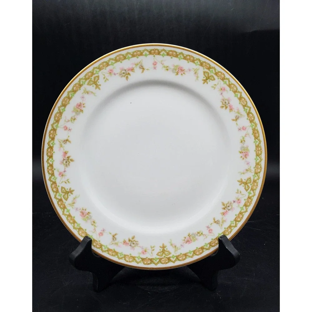 Vintage Haviland Limoges Trianon Lunch Salad Plates Set 3 Pink Rose 7.5